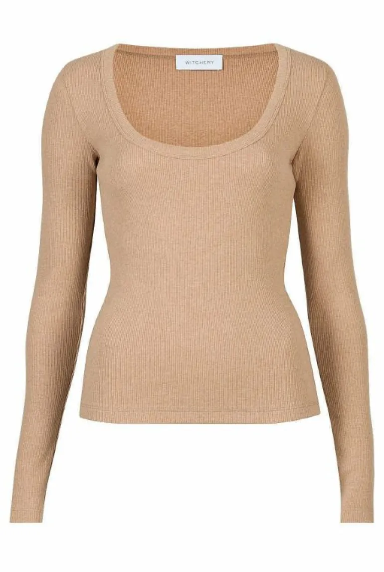 Sale | Tops & T Shirts^Witchery Scoop Neck Rib Top OatmealMarle