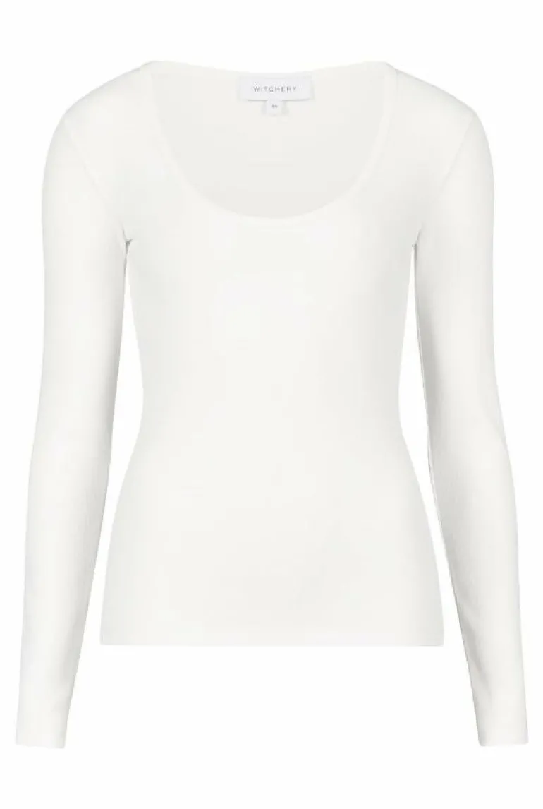 Sale | Tops & T Shirts^Witchery Scoop Rib Long Sleeve Top FreshWhite