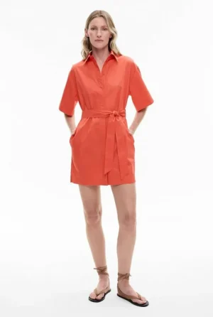 Sale | Dresses^Witchery Short Sleeve Mini Shirt Dress Tangerine